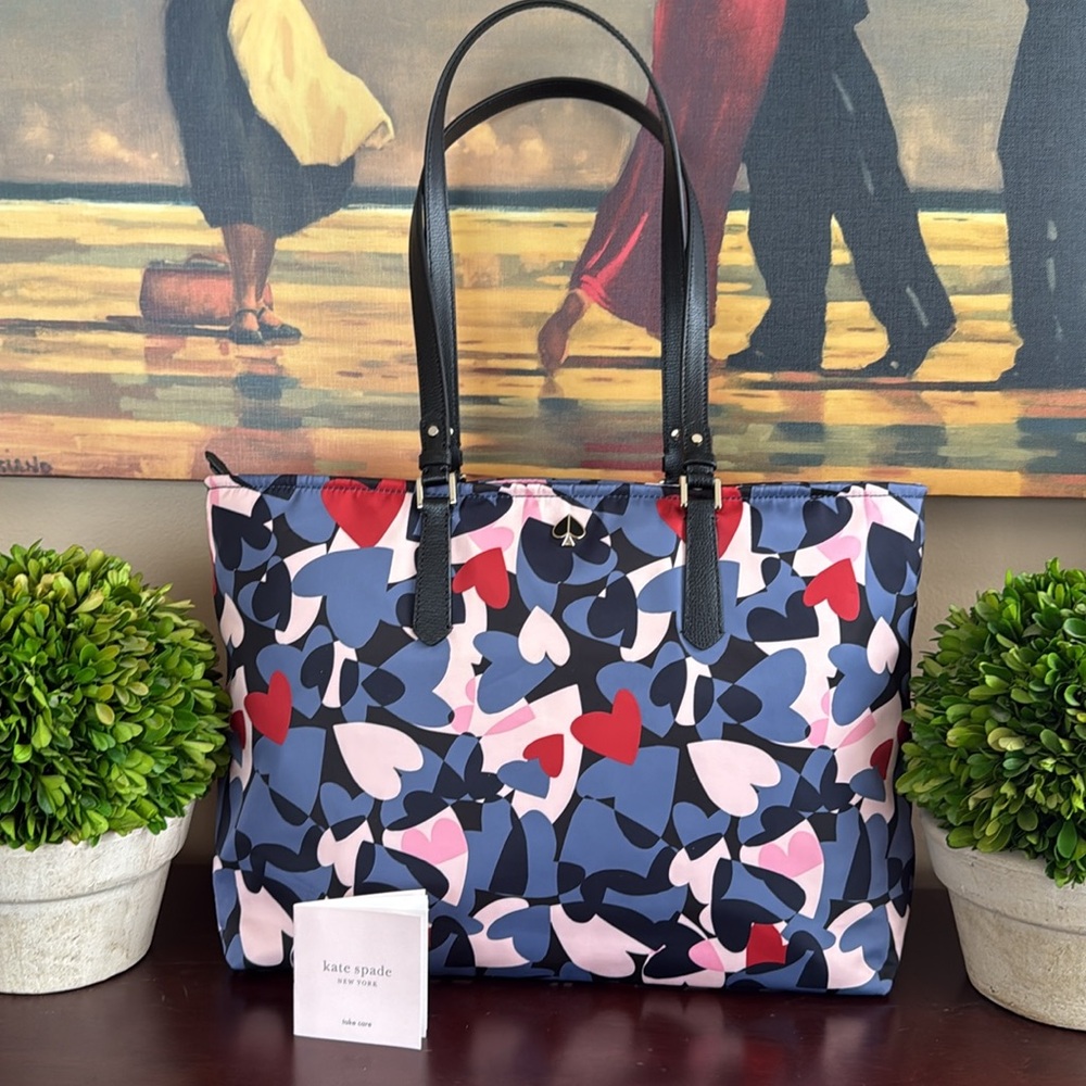 KATE SPADE ♠️ New York "Taylor" MULTI HEART PARTY TOTE BAG ❤️LIKE NEW❤️ - Picture 5 of 17